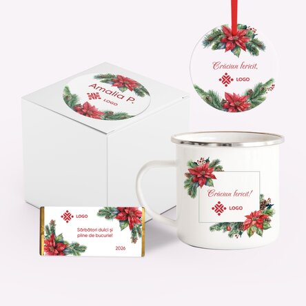 Gepersonaliseerde kerstcadeauset met logo en boodschap - Kerstmis