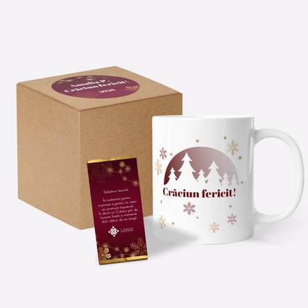 Gepersonaliseerde kerstcadeauset met logo en boodschap - Red Christmas