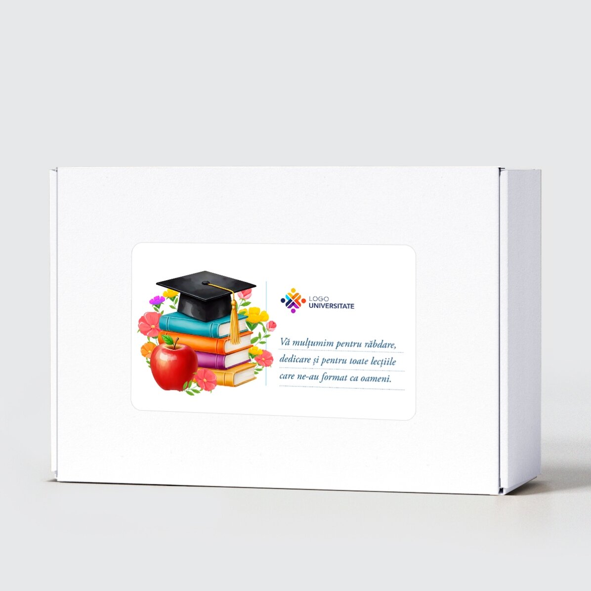 Geschenkset voor leraressen, gepersonaliseerd met een boodschap en logo