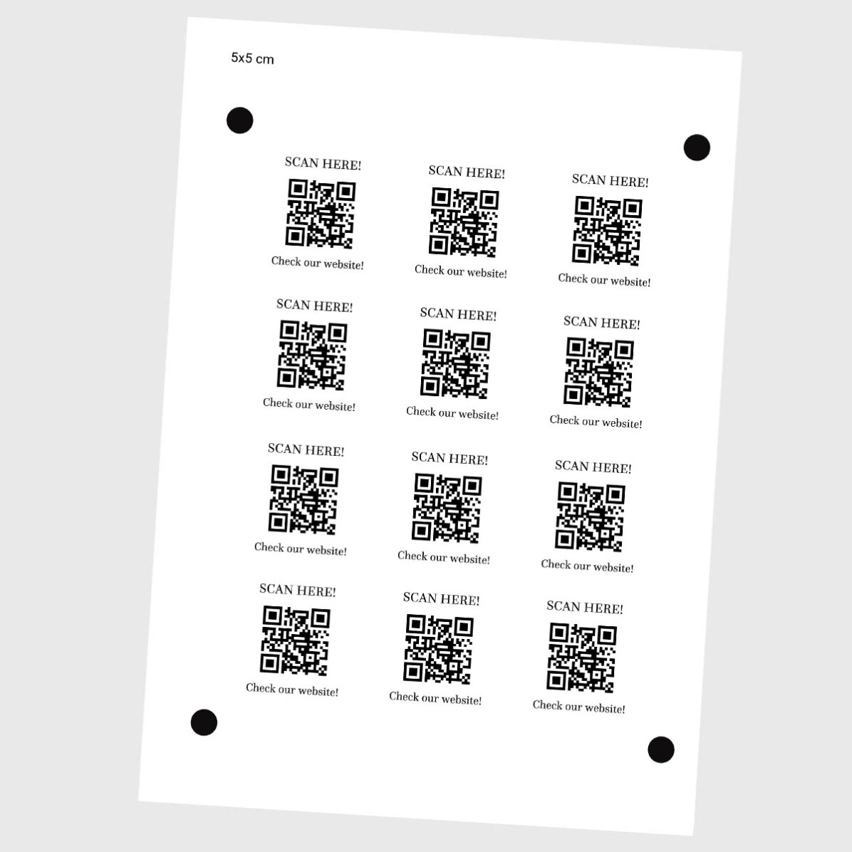 Set of 12 stickers (self-adhesive labels) personalised with text and QR code - Check