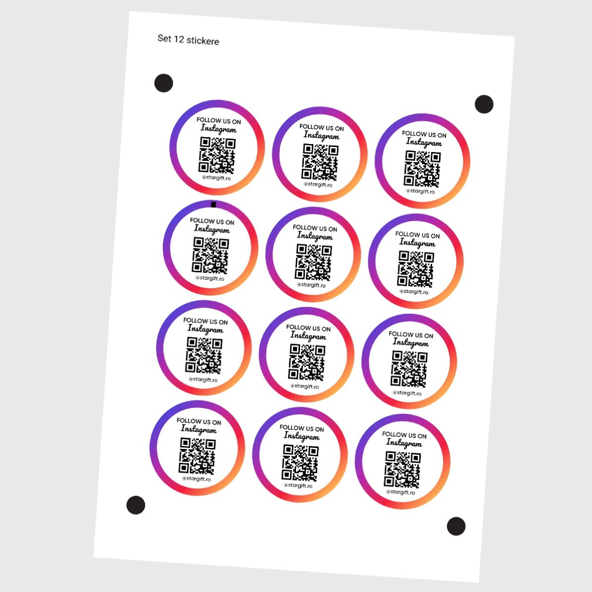 Set van 12 ronde stickers (zelfklevende etiketten) met een diameter van 5 cm, gepersonaliseerd met t