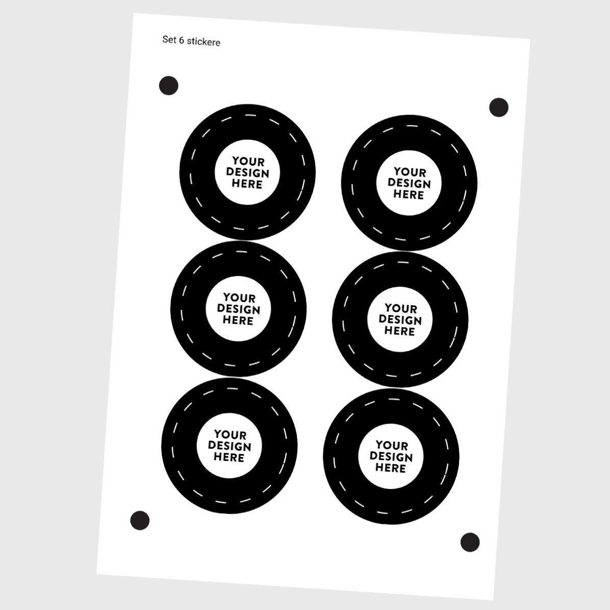 Set van 6 ronde stickers (zelfklevende etiketten) met een diameter van 7 cm, gepersonaliseerd met jo