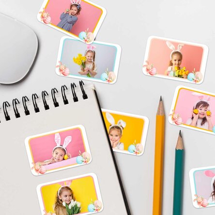 Set of 8 stickers (self-adhesive labels) personalised with photos - Pasta