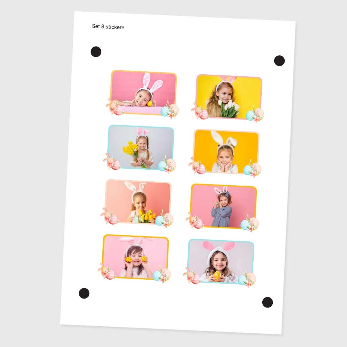 Set van 8 gepersonaliseerde stickers (zelfklevende etiketten) met foto