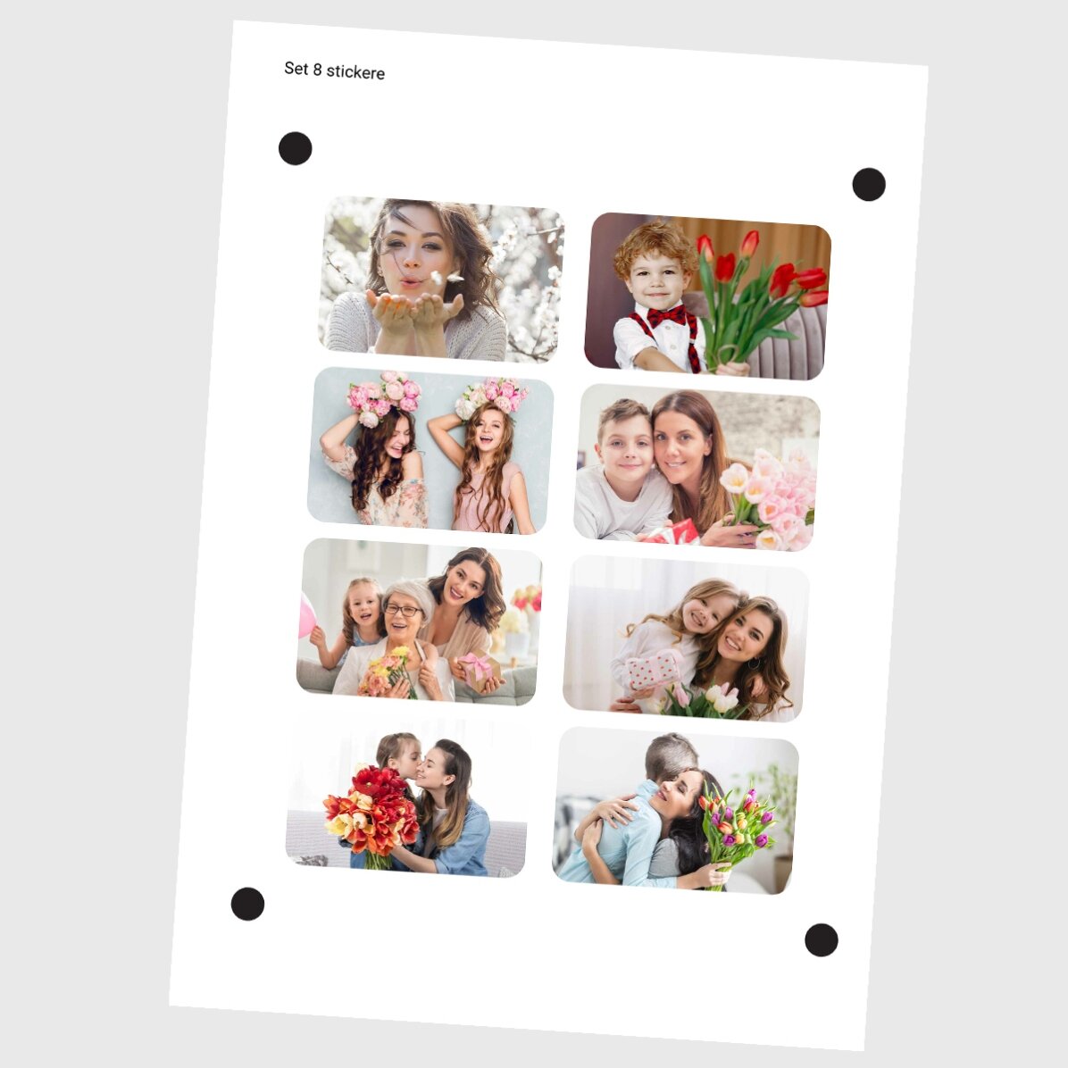 Set van 8 gepersonaliseerde stickers (zelfklevende etiketten) met foto