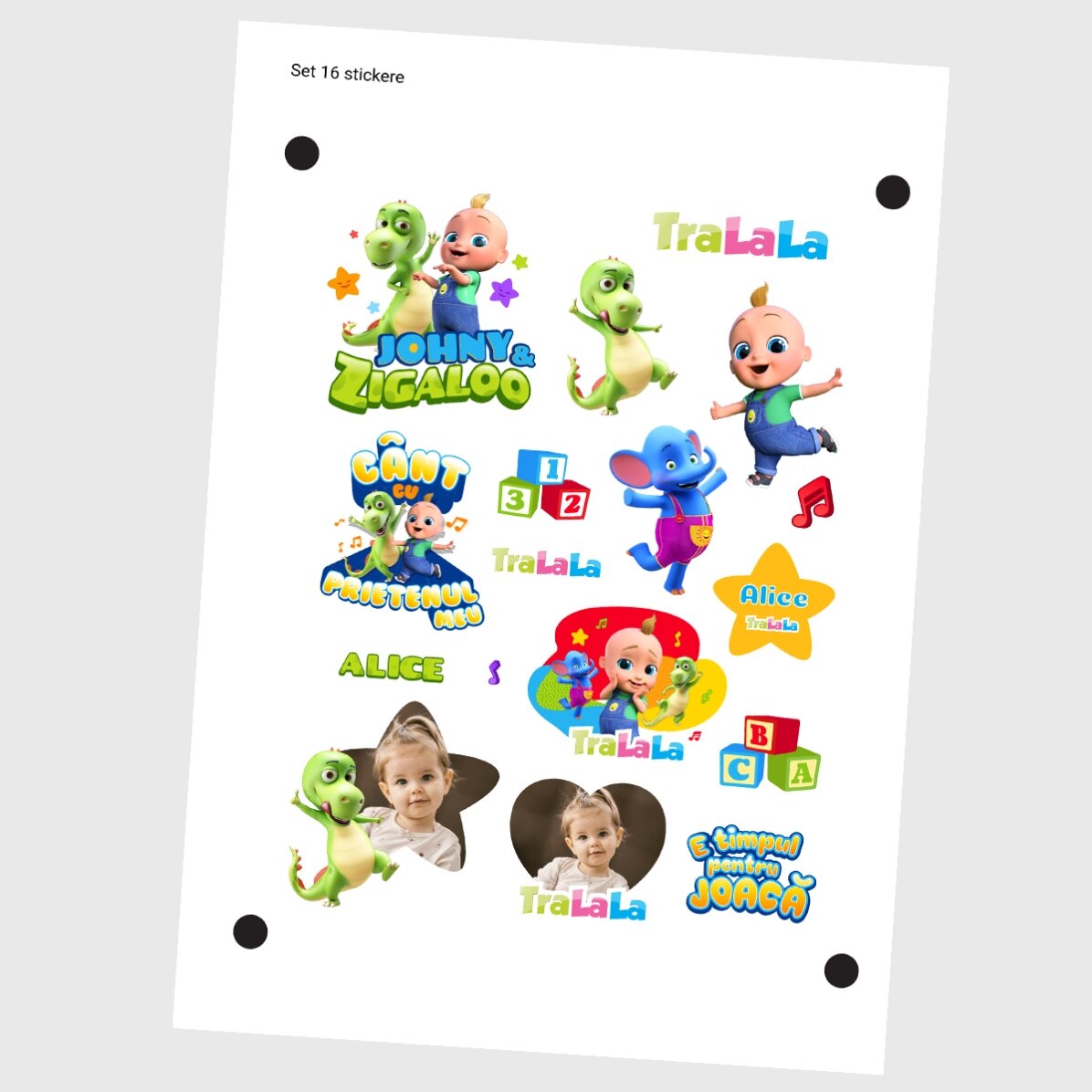 Set of stickers (self-adhesive labels) personalised with text and photos - TraLaLa