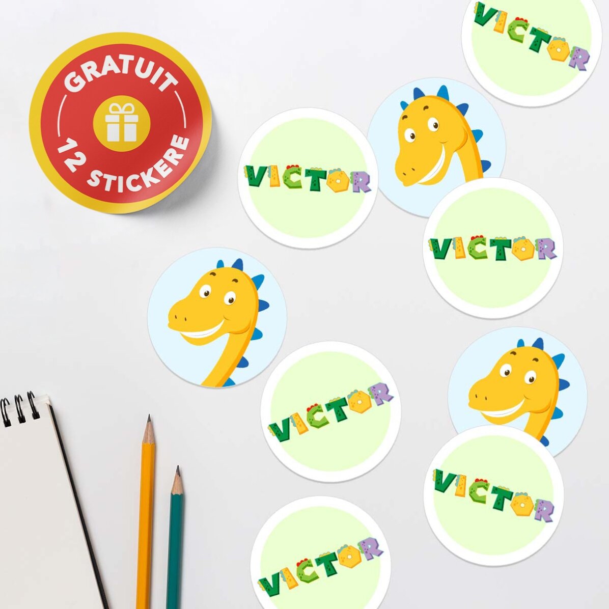 Gepersonaliseerde set voor de kleuterschool of basisschool – Dino