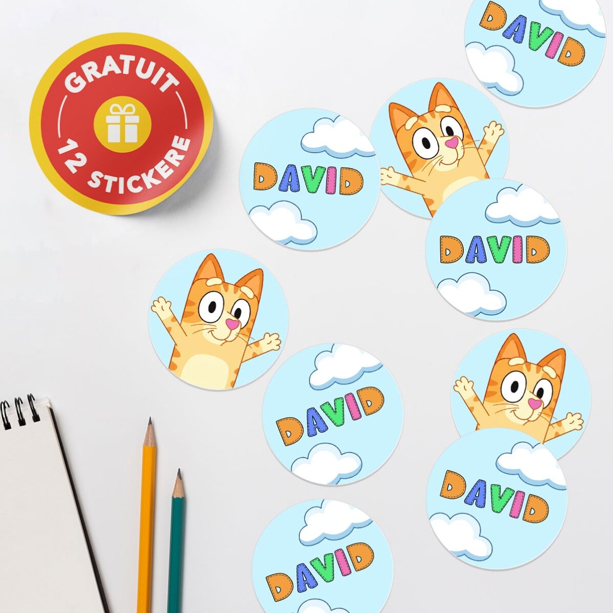 Gepersonaliseerde set voor de kleuterschool of basisschool – Tekenfilmfiguren