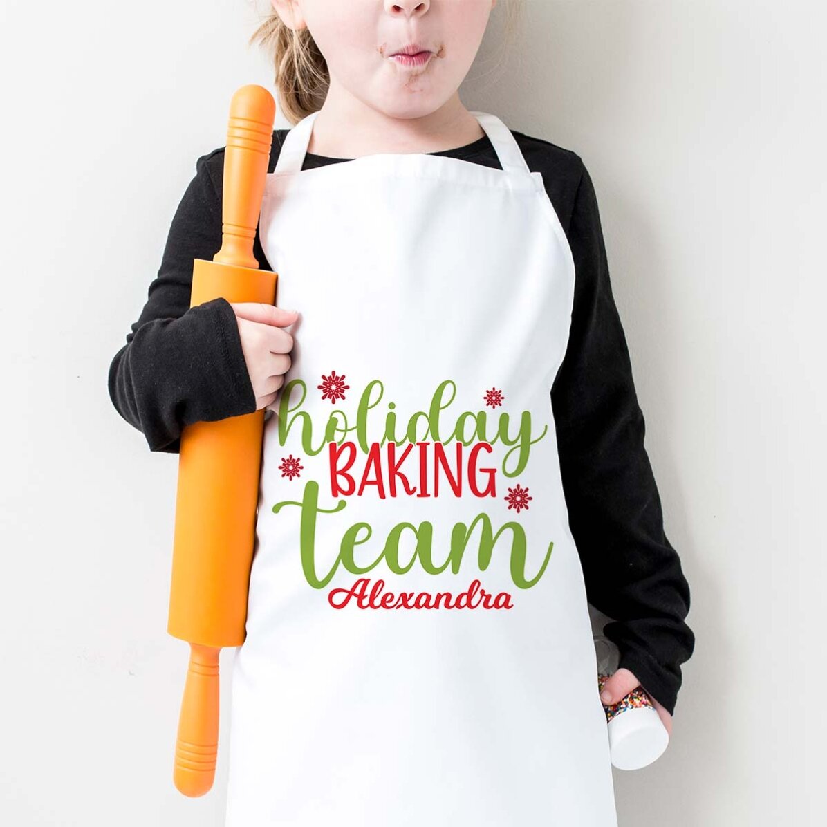 Gepersonaliseerde kinderkoekjes met tekst - Holiday baking team