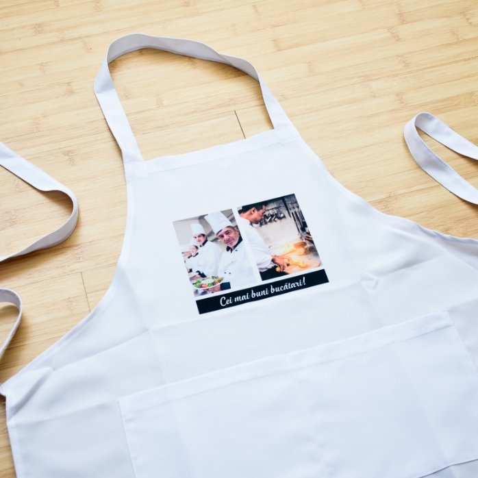 Personalised apron with two photos and text