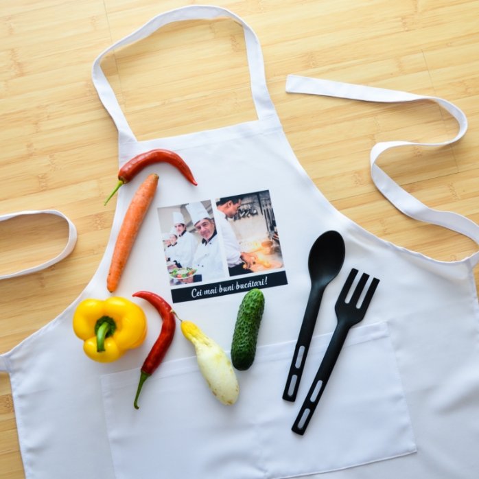 Personalised apron with two photos and text