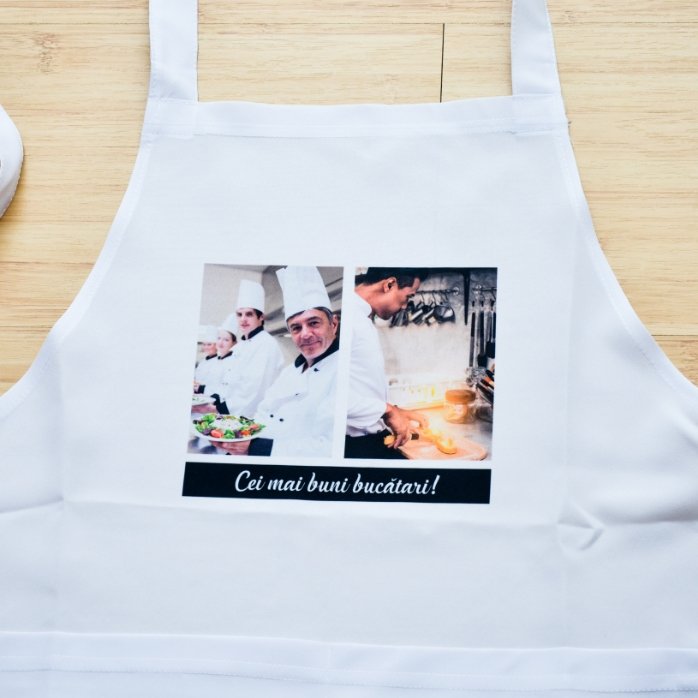 Personalised apron with two photos and text