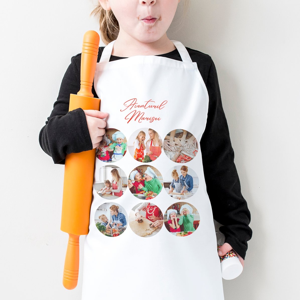 Gepersonaliseerde set voor kinderen met 9 foto’s en tekst - Avonturen in de keuken