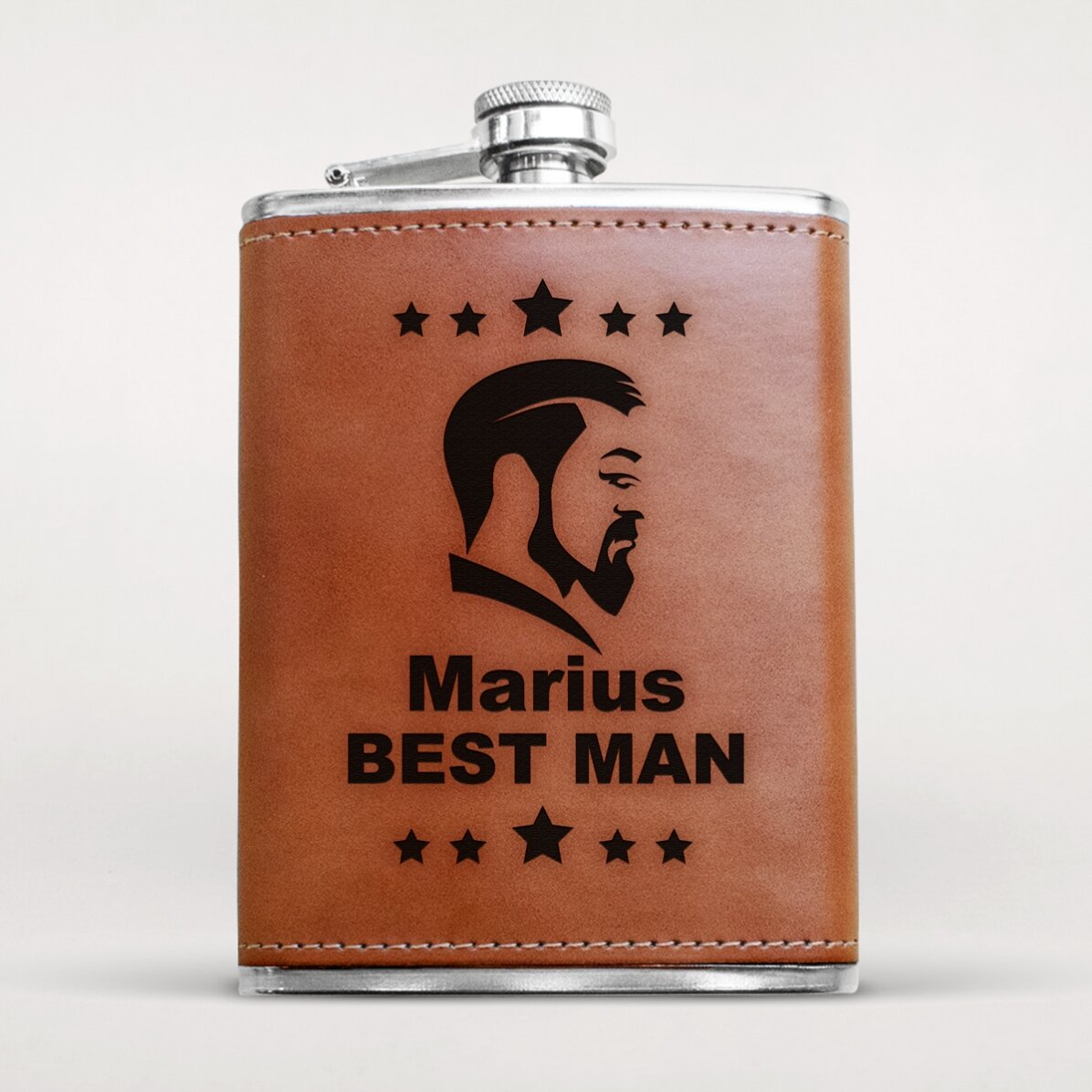 Personalised leather-covered hip flask - Best man