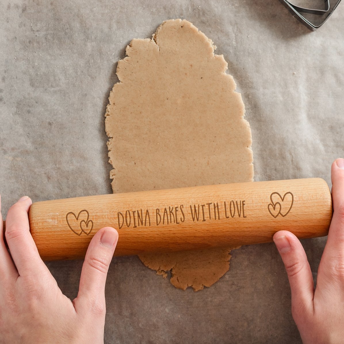 Op maat gemaakte houten deegroller - Bake with love
