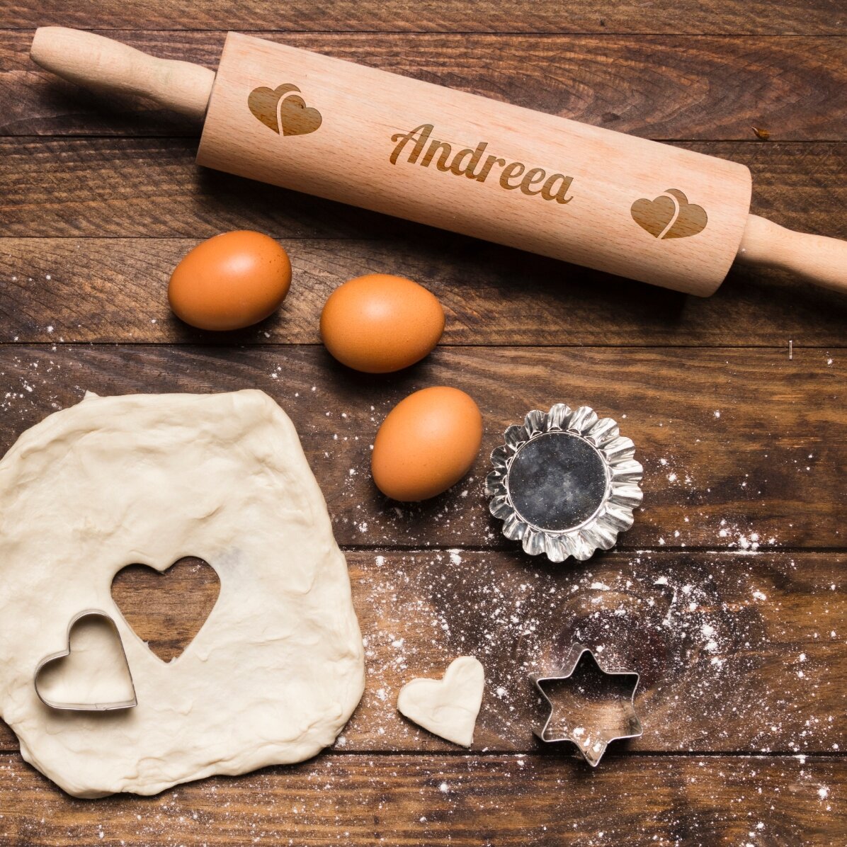 Houten draaiboutje, gepersonaliseerd met de liefdesnaam