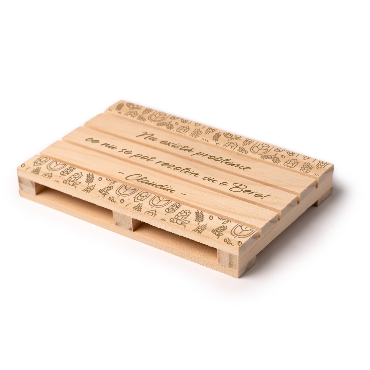 Bekerhouder in de vorm van een peddel, gepersonaliseerd met tekst - Bier is de oplossing