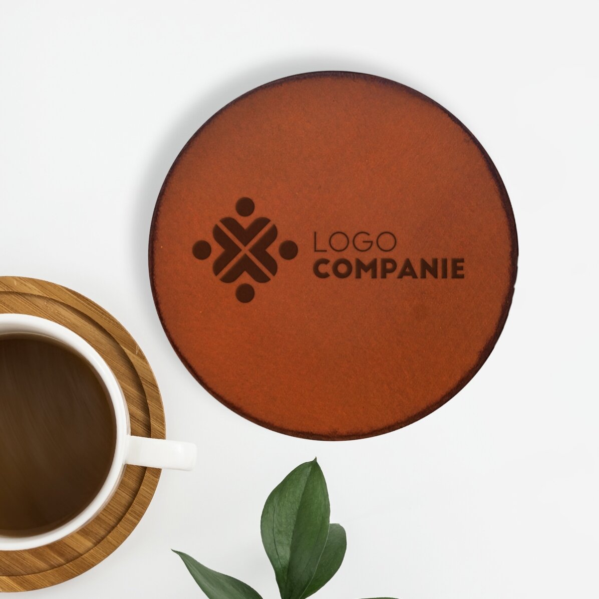 Personalised leather cup holder with logo