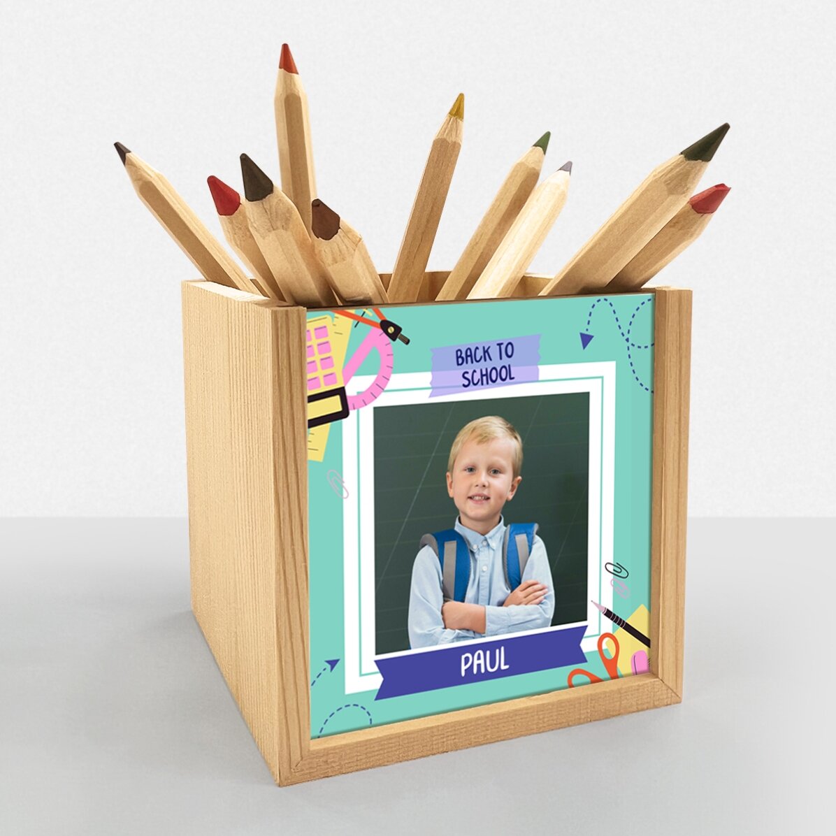 Personalised pencil holder with photo and text - Back to school