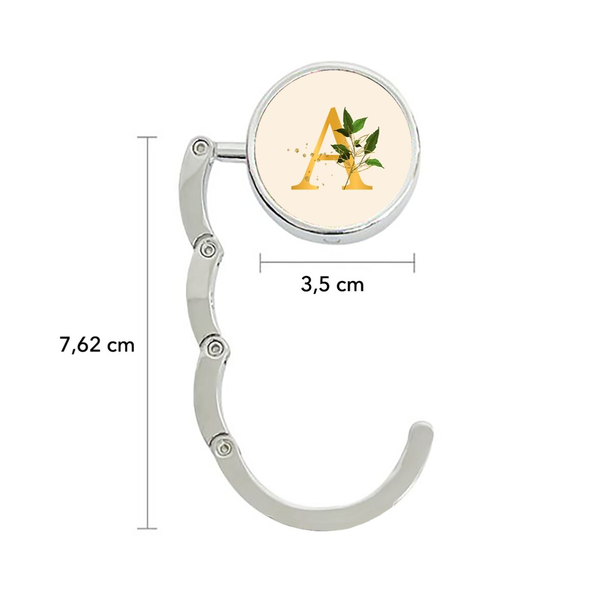 Personalised bag holder for table with initial - Floral Gold
