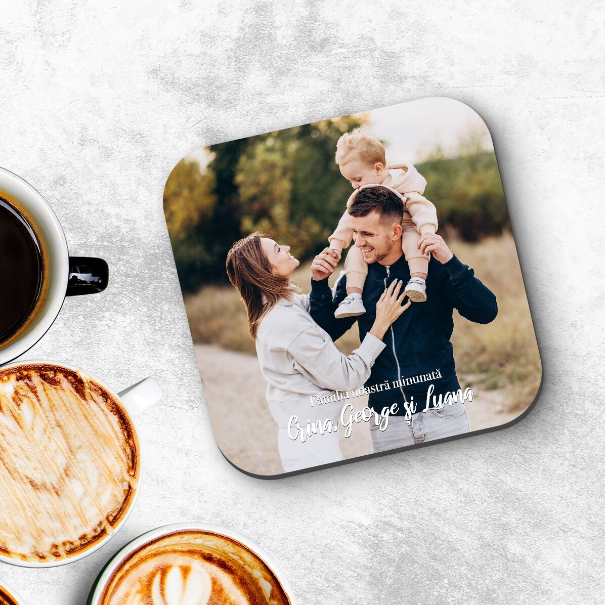 Gepersonaliseerde glazenhouder met foto en tekst - Onze familie