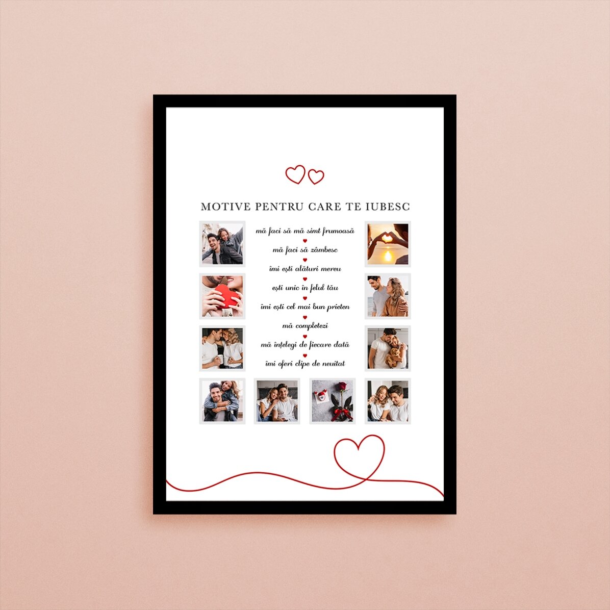 Picture frame with 10 photos and text - Reasons why I love you