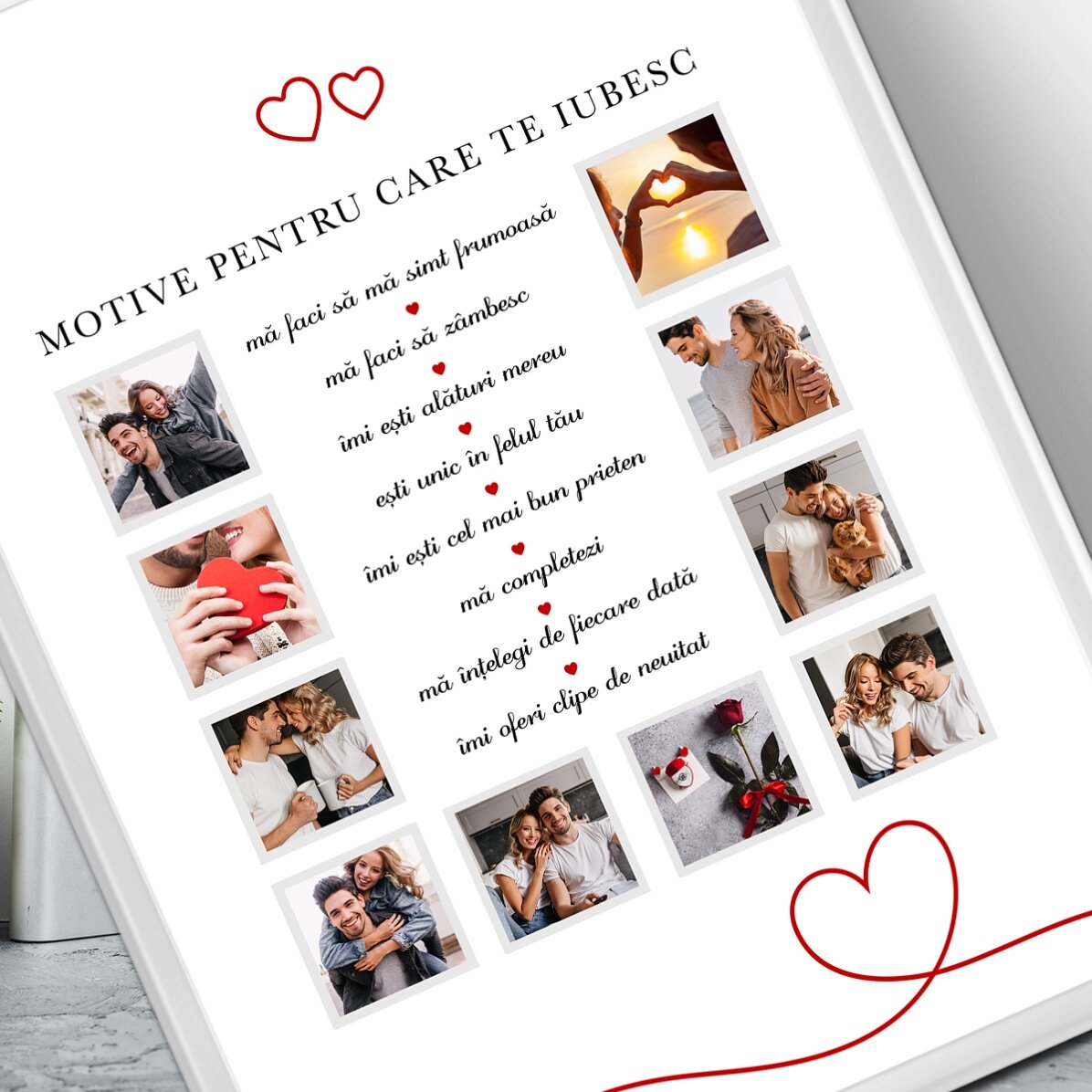 Picture frame with 10 photos and text - Reasons why I love you