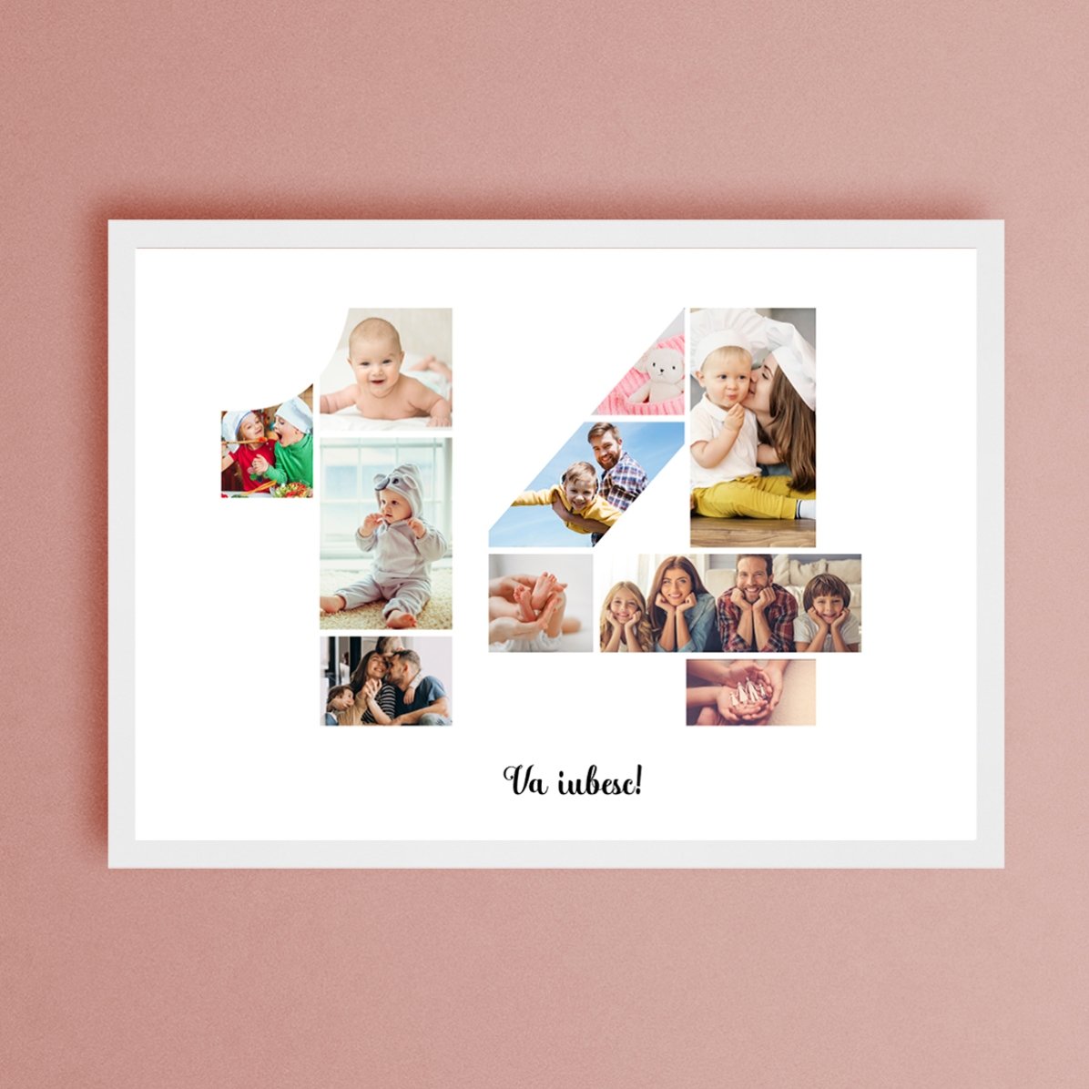 Personalised landscape canvas with 10 photos, model number 14, and text message