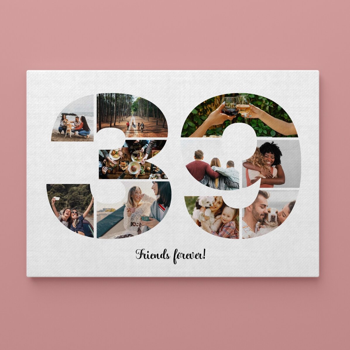 Gepersonaliseerd landschapsschilderij met 10 foto’s, model nummer 39 en tekstbericht