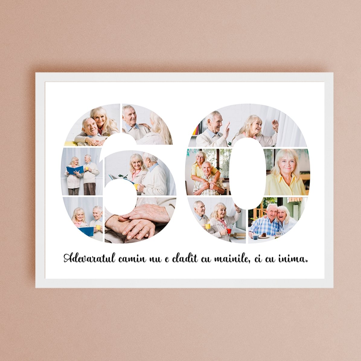 Gepersonaliseerd landschapsschilderij met 11 foto’s, model nummer 60 en tekstboodschap