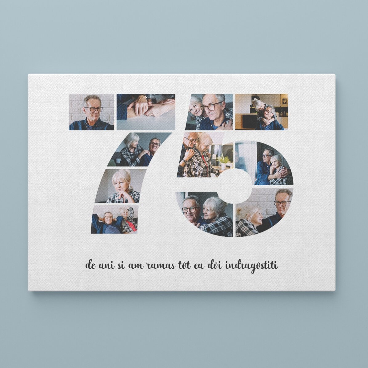 Gepersonaliseerd landschapsschilderij met 11 foto’s, model nummer 75 en tekstbericht