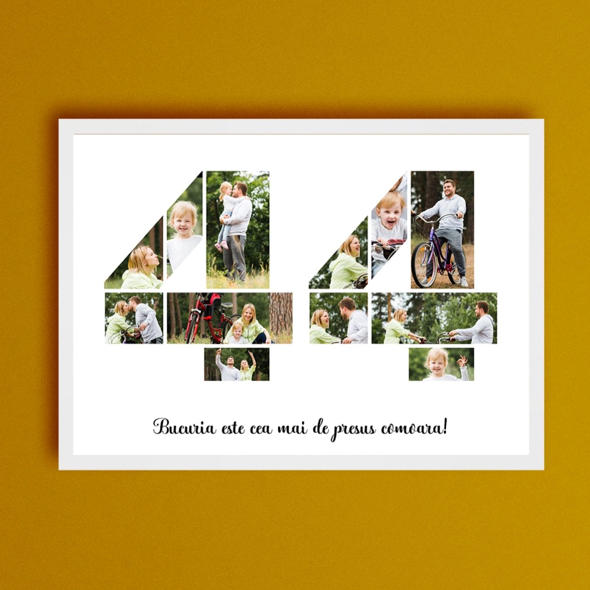 Gepersonaliseerd landschapsschilderij met 12 foto’s, model nummer 44 en tekstbericht