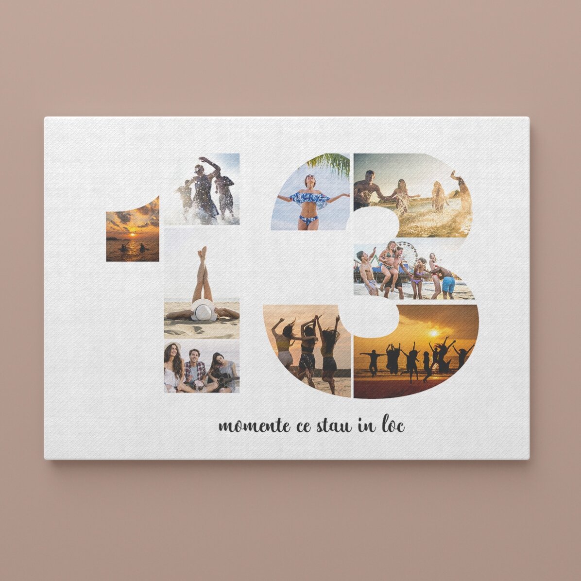 Gepersonaliseerd landschapsschilderij met 9 foto’s, model nummer 13 en tekstbericht