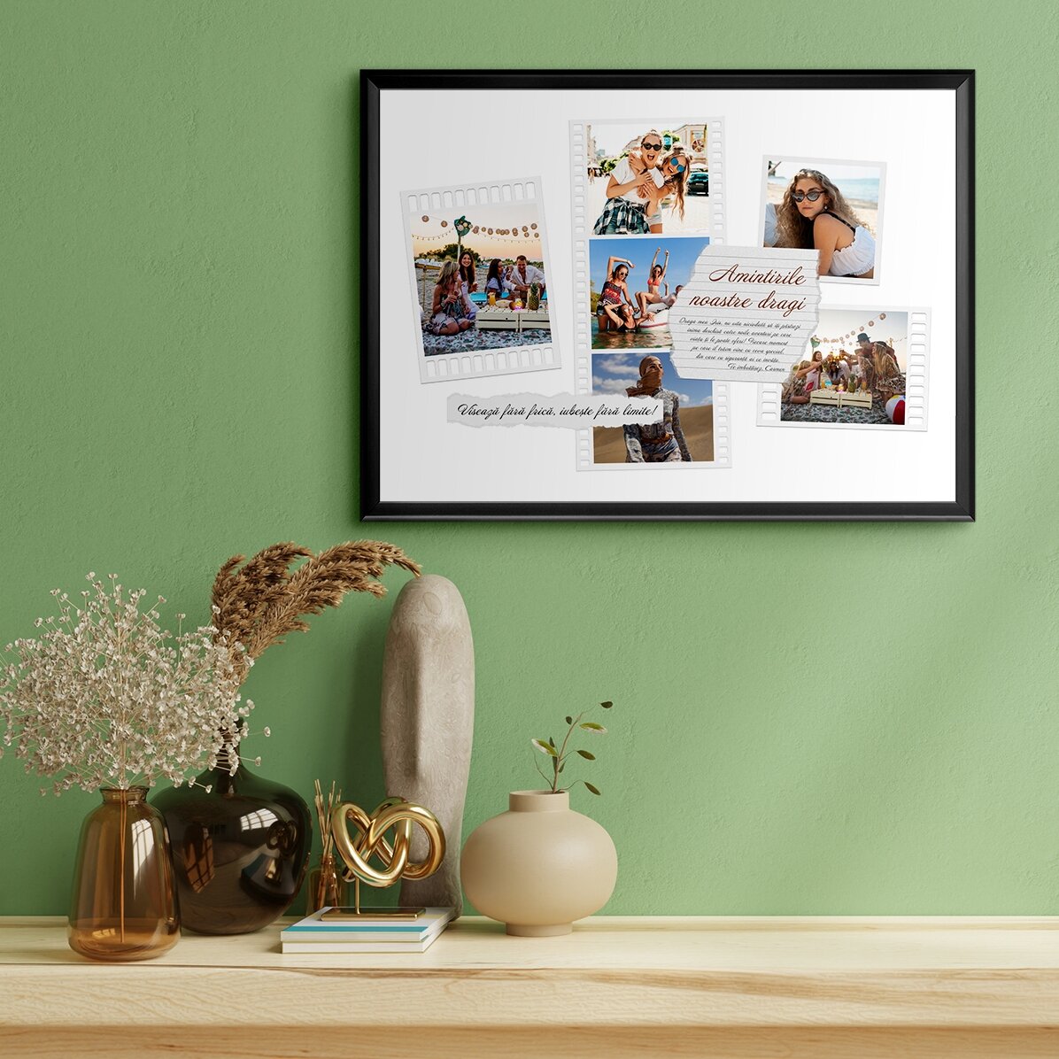 Gepersonaliseerd landschapsschilderij met foto’s en tekst - Foto’s op doek