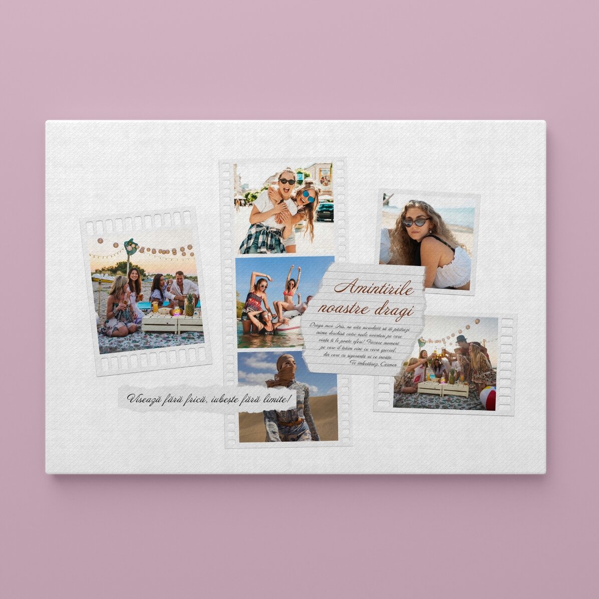 Gepersonaliseerd landschapsschilderij met foto’s en tekst - Foto’s op doek