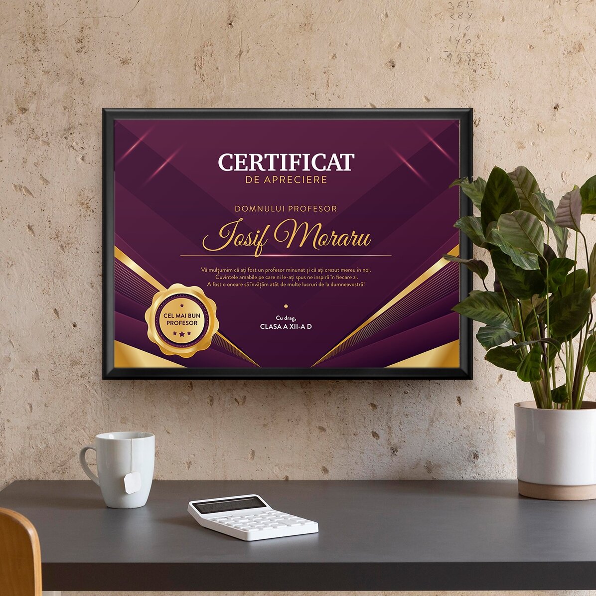 Personalised landscape painting - certificate of appreciation template for teachers
