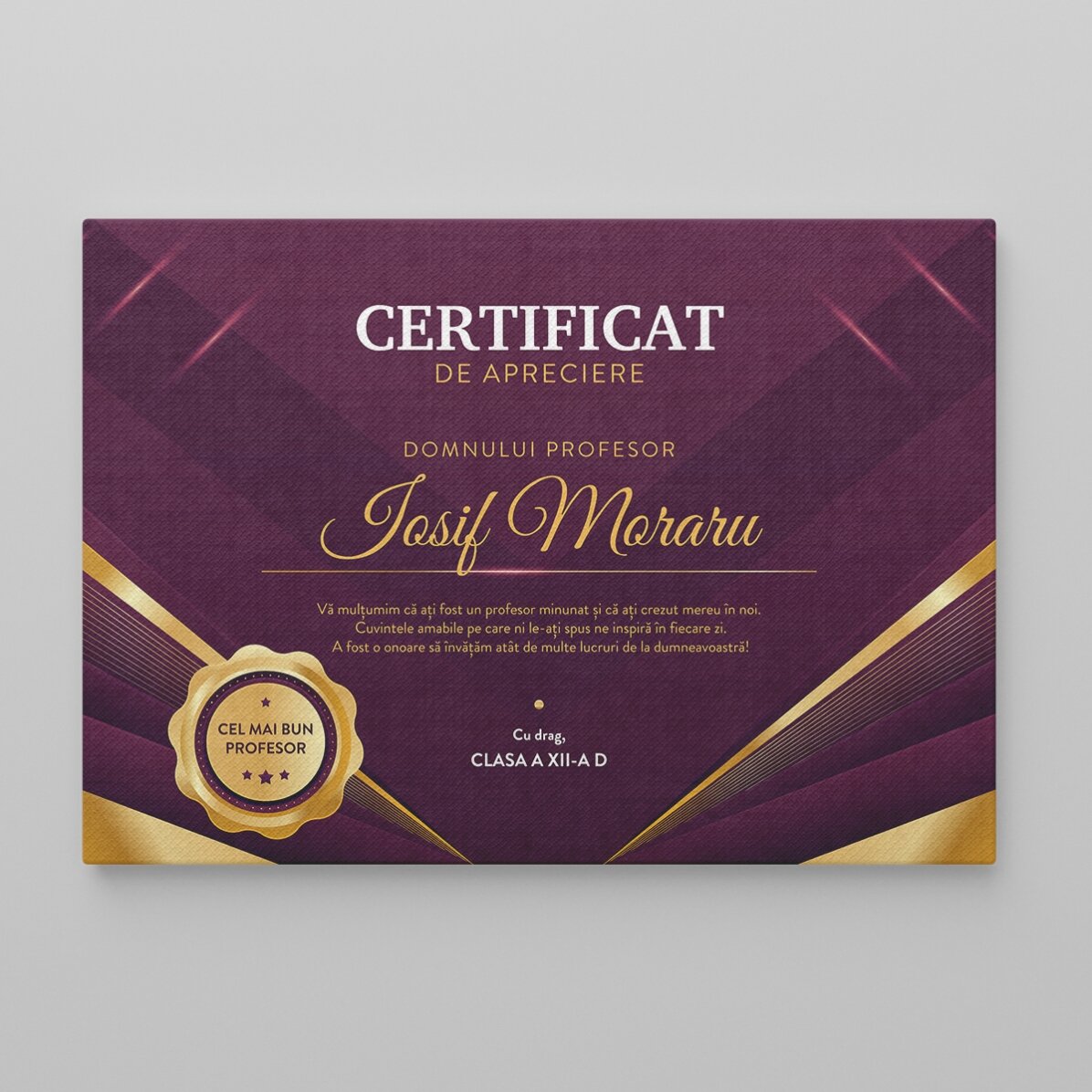 Personalised landscape painting - certificate of appreciation template for teachers