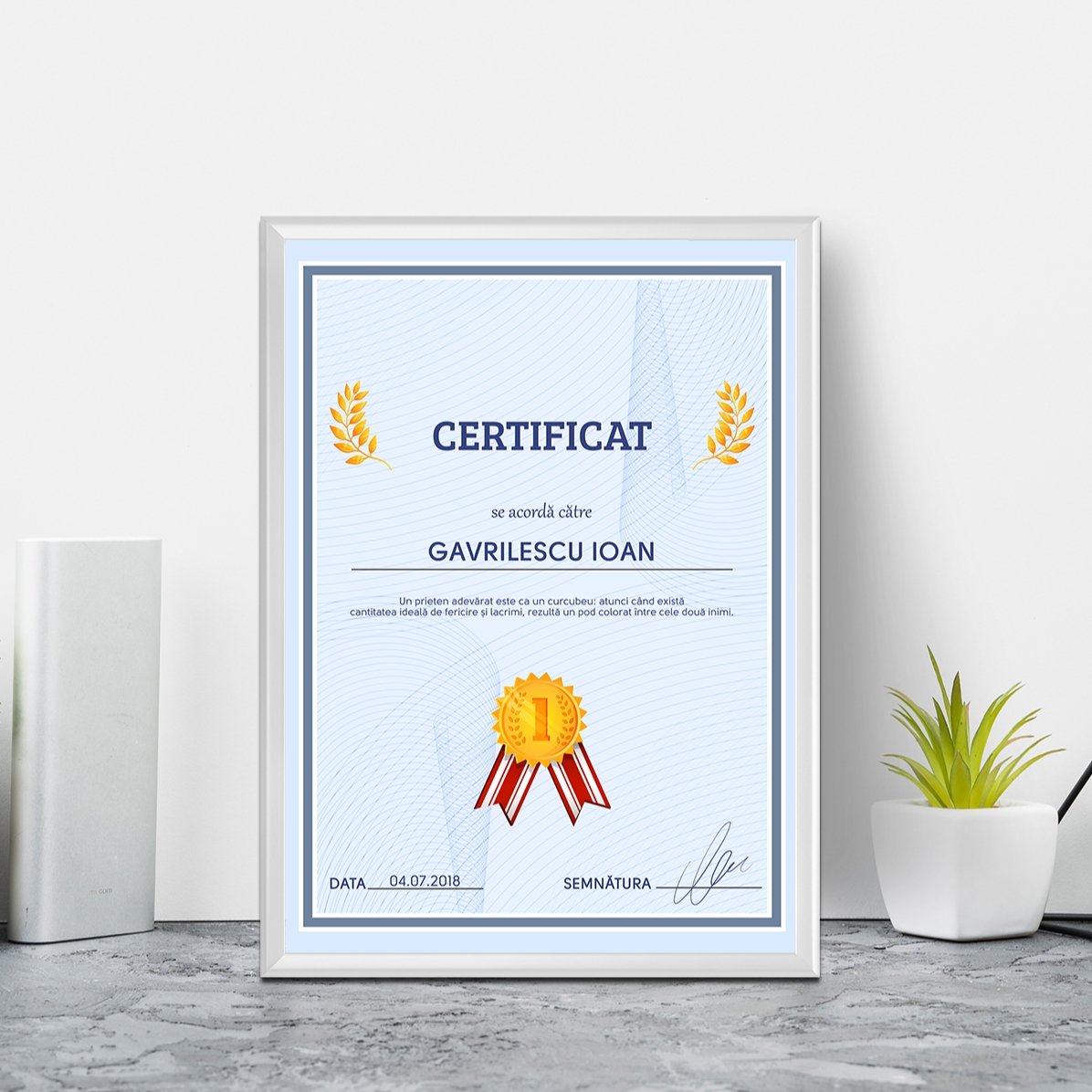Personalised painting - Certificate of appreciation