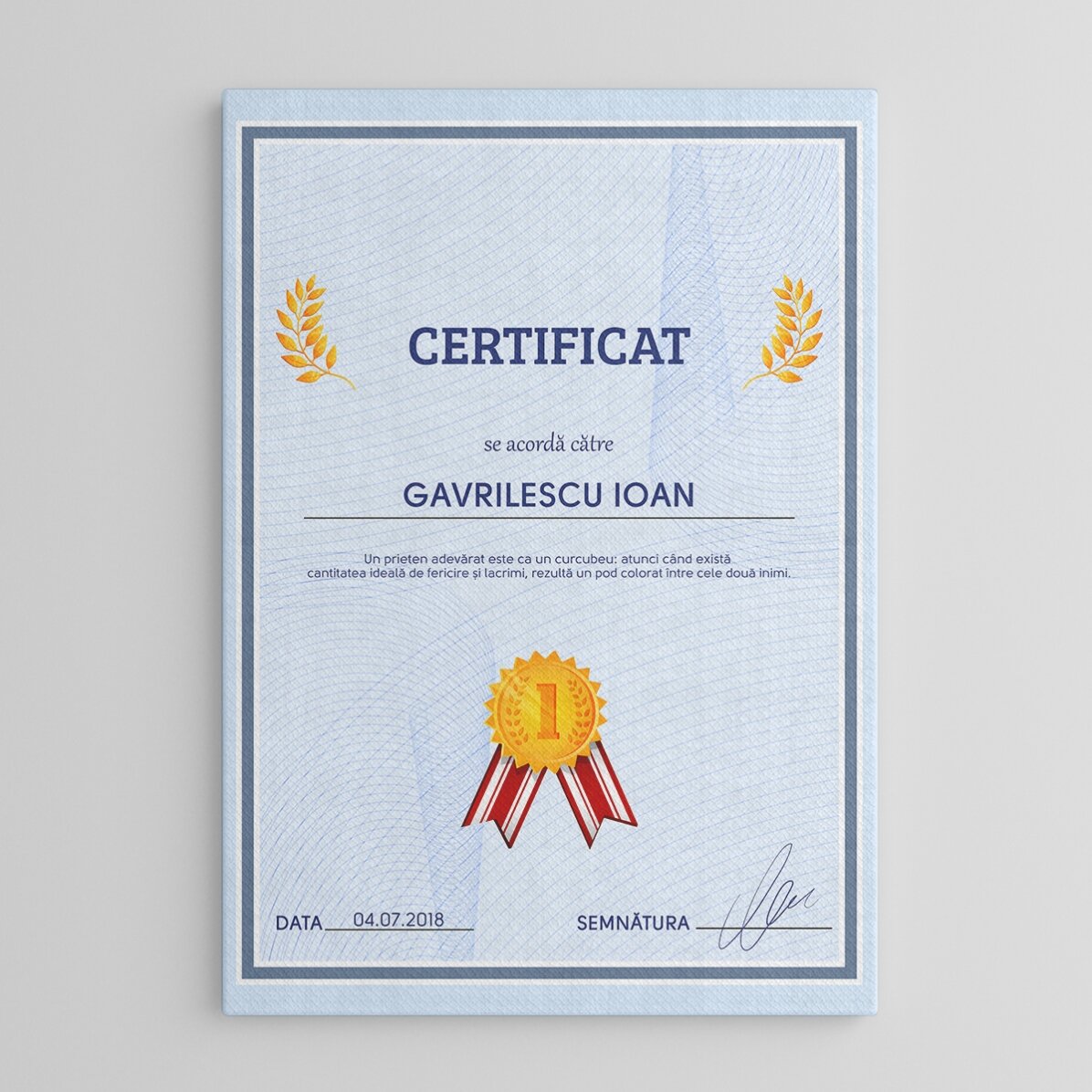 Personalised painting - Certificate of appreciation