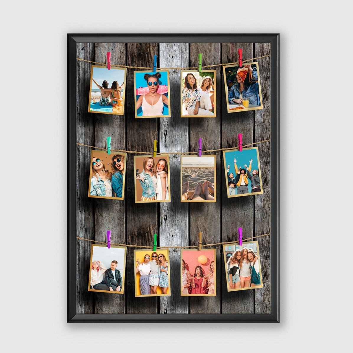 Gepersonaliseerd schilderij met 12 foto’s om in te lijsten