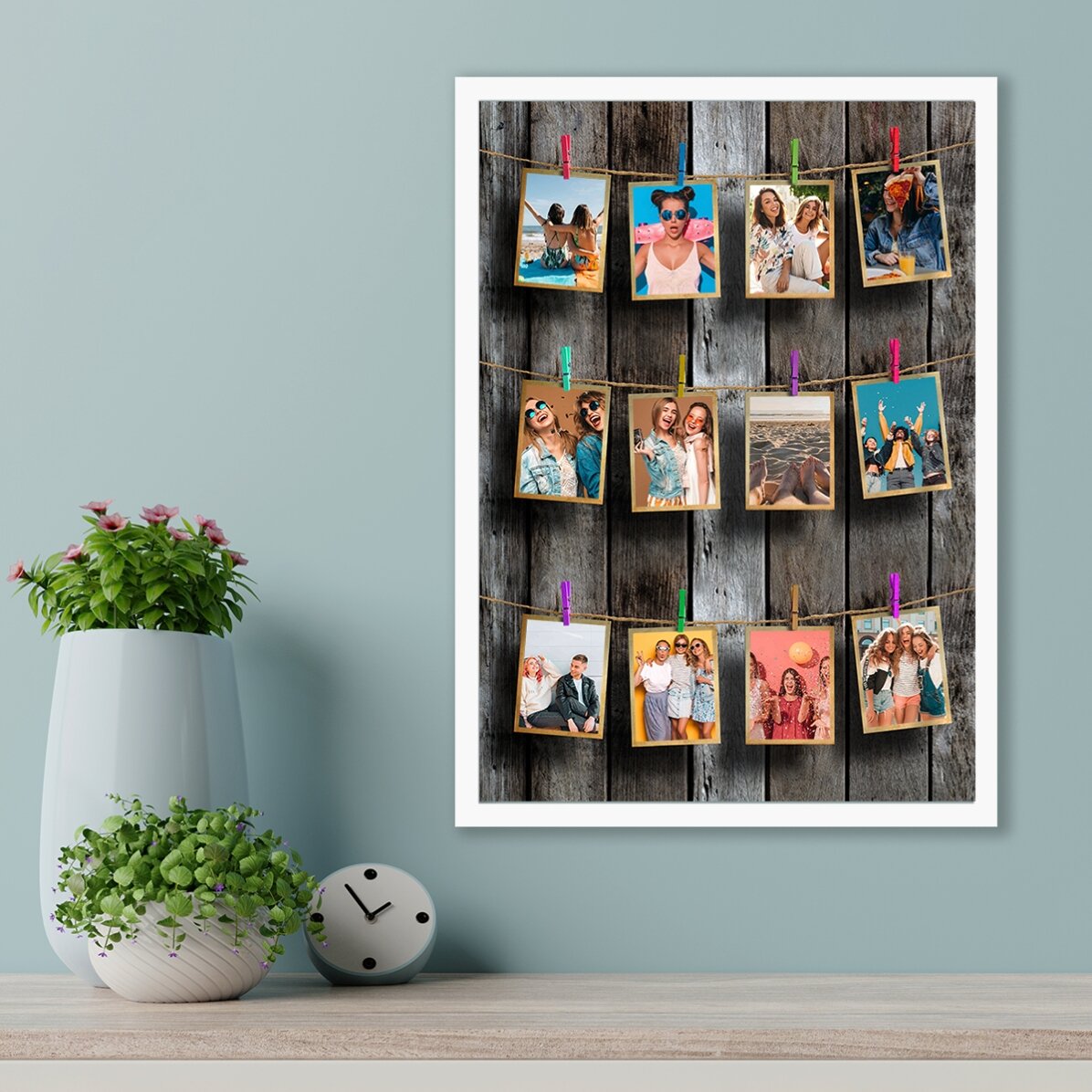 Gepersonaliseerd schilderij met 12 foto’s om in te lijsten