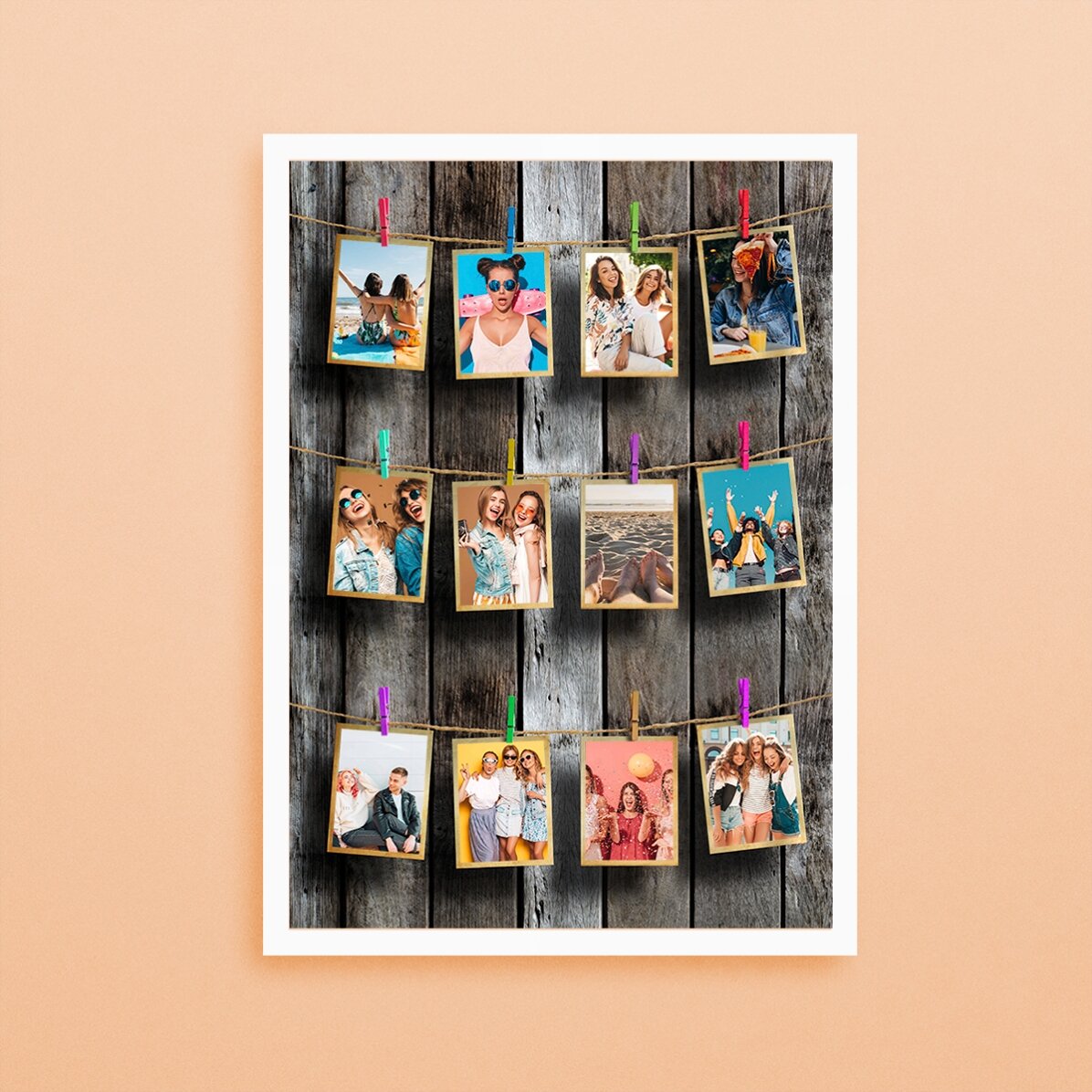 Gepersonaliseerd schilderij met 12 foto’s om in te lijsten