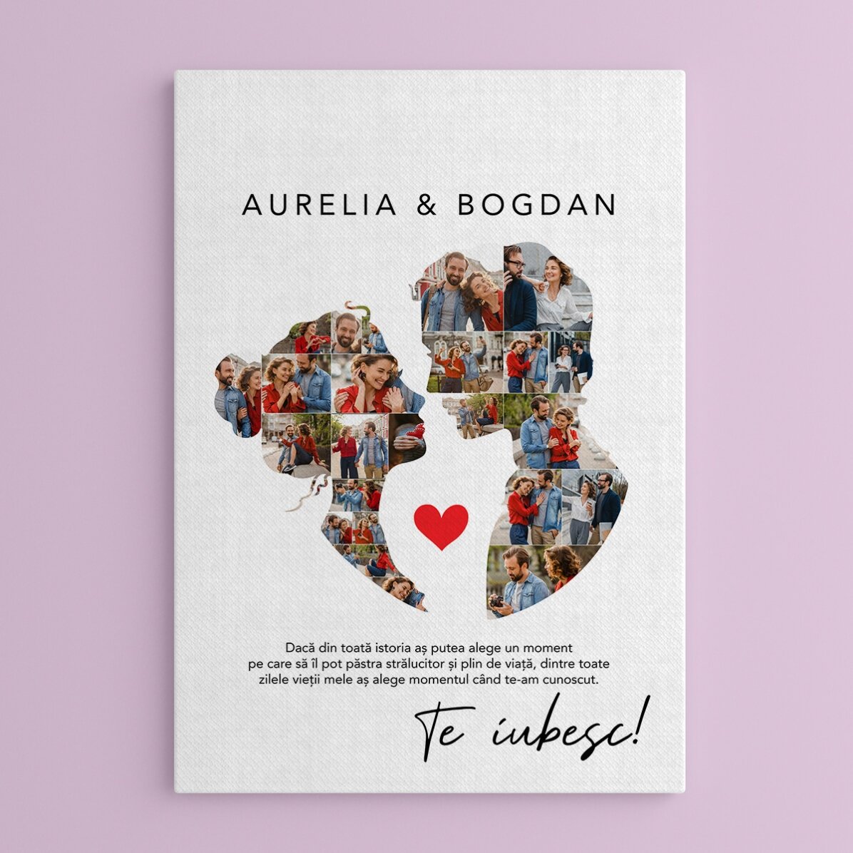 Personalised canvas with 26 photos and text for couples - Our Love