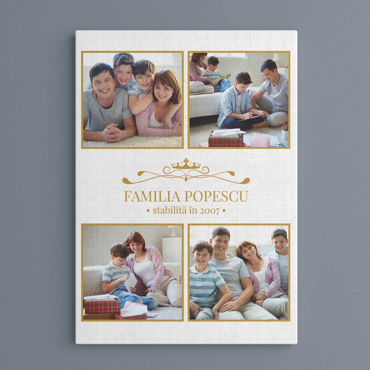 Gepersonaliseerd schilderij met 4 familiefoto’s