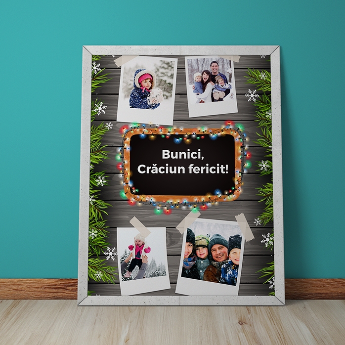 Gepersonaliseerd schilderij met 4 foto’s en tekst – kerstmotief