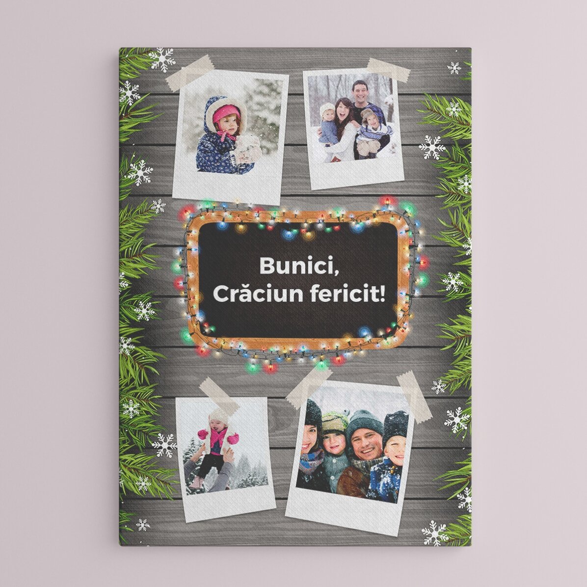 Gepersonaliseerd schilderij met 4 foto’s en tekst – kerstmotief