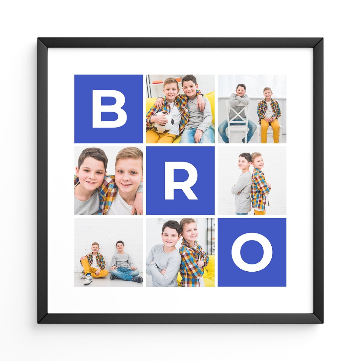 Gepersonaliseerd schilderij met 6 foto’s en tekst - Family