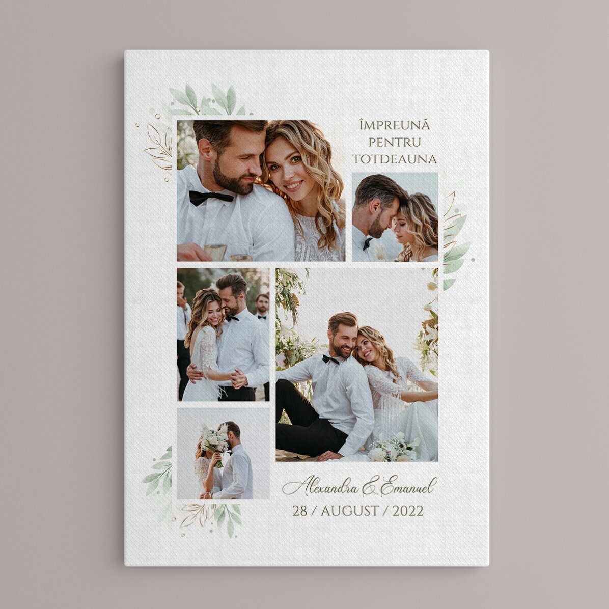 Gepersonaliseerd schilderij met foto’s en tekst - Bruiloft