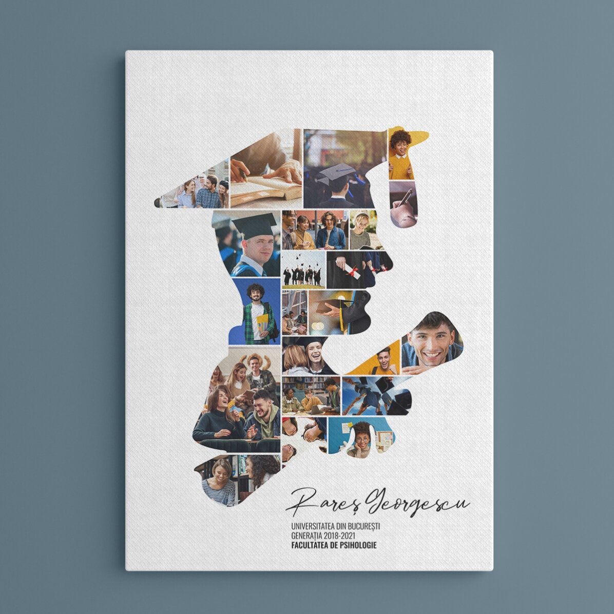 Personalised canvas with text and 22 photos for graduation - El