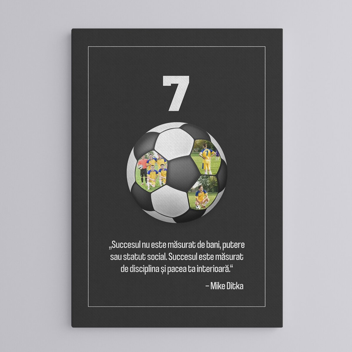 Personalised canvas with text and 3 photos - Football